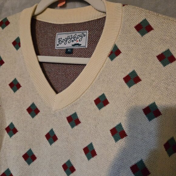 Bogey Boys Men's XL Beige Golf Argyle Sleeveless Sweater Vest Athletic‎ Comfy - Picture 6 of 6